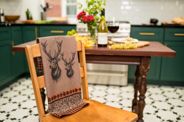 Deer jacquard woven tea towel