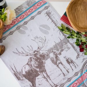 Moose Jacquard Woven Cotton Tea Towel