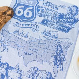 Route 66 Jacquard woven tea towel - Blue