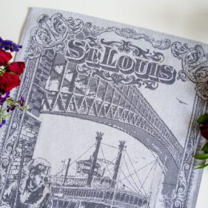 St Louis Jacquard woven tea towel - Black