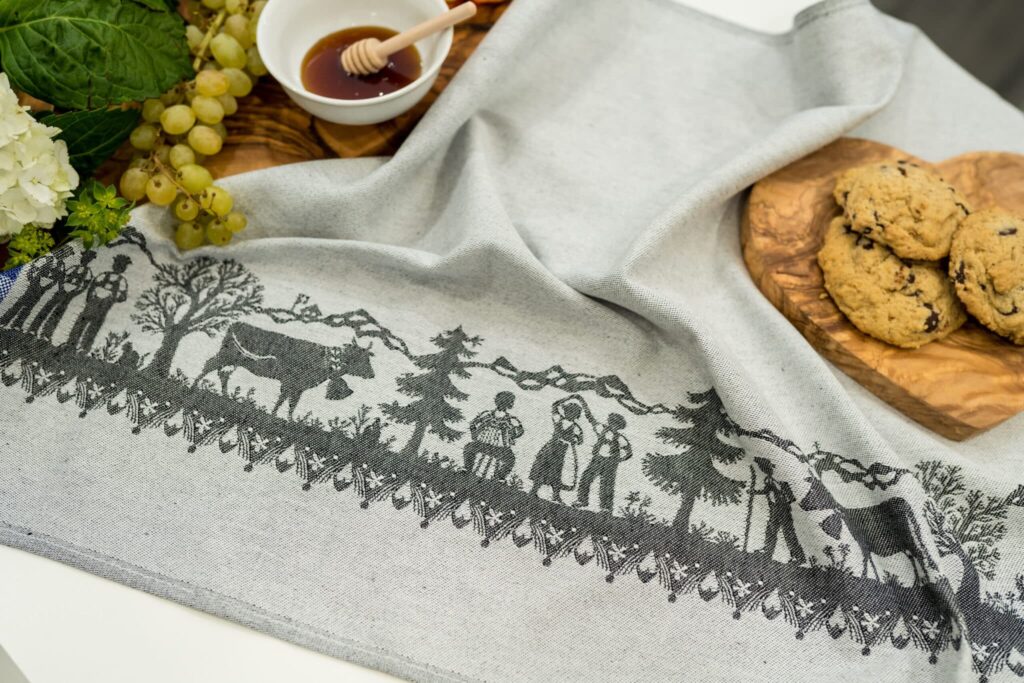 Swiss Parade Jacquard woven tea towel - Blue