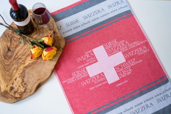 Switzerland Jacquard woven tea towel - Red