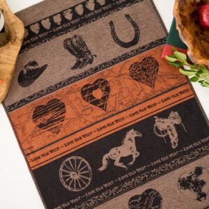 West Jacquard woven tea towel Brick Brown